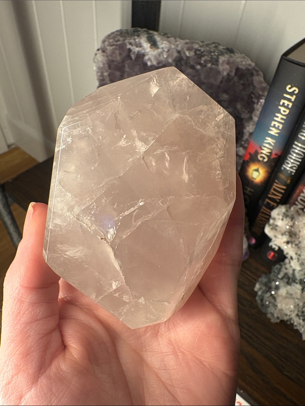 Rose Quartz Freeform with rainbow